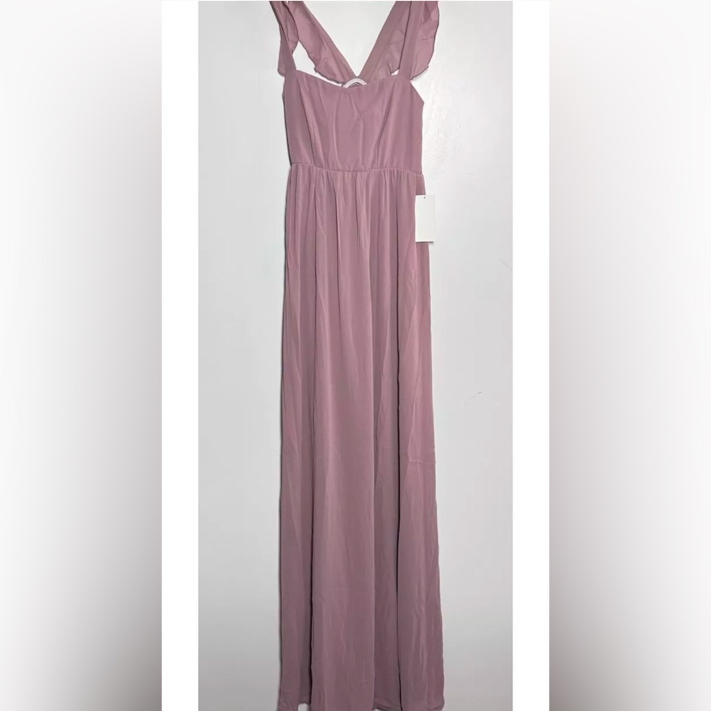 Show Me Your‎ Mumu Small Mauve June Maxi Bridesmaid Dress Ruffle Straps